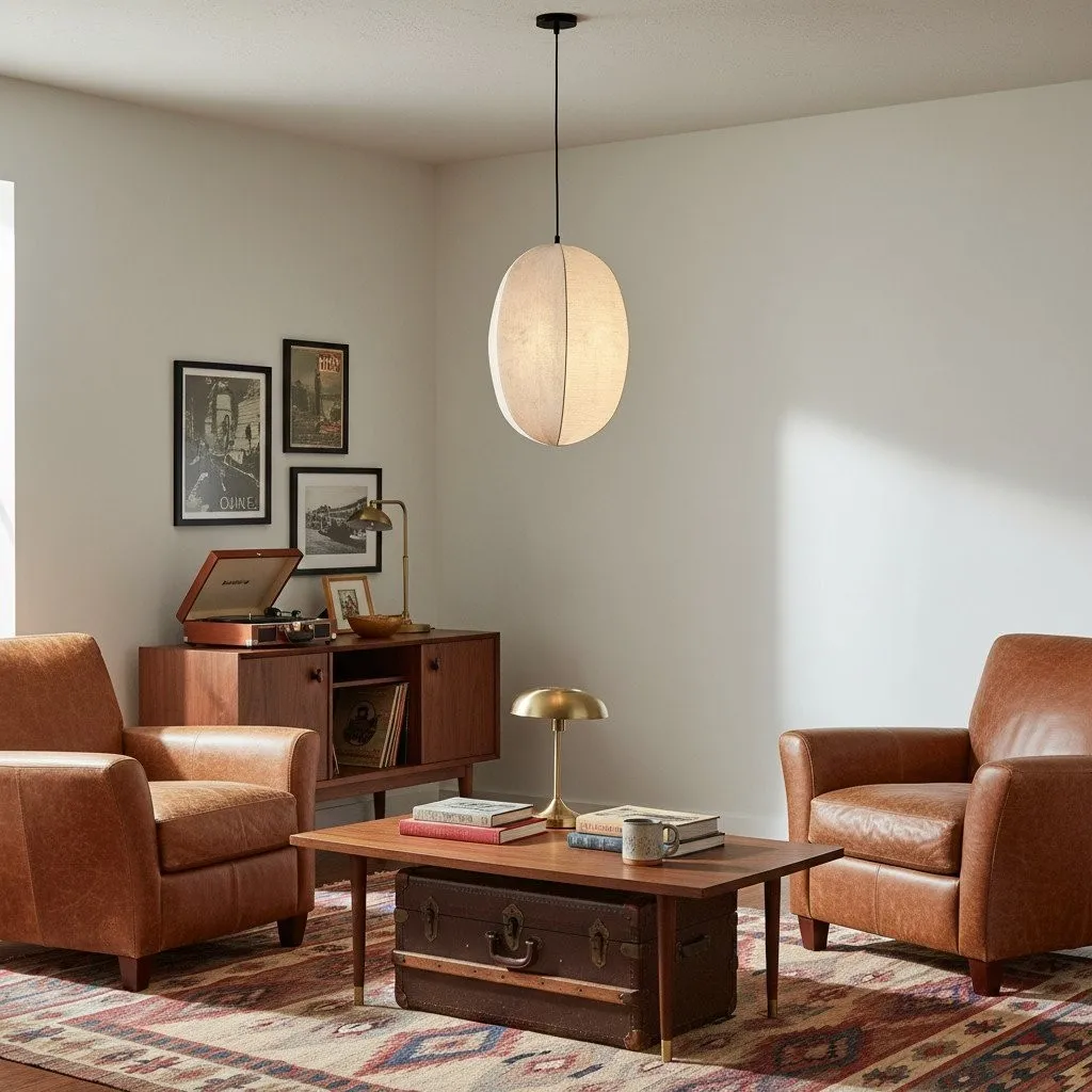 Diora Soft Fabric Shade Pendant Light - Modern Japandi for Living Room KL1744