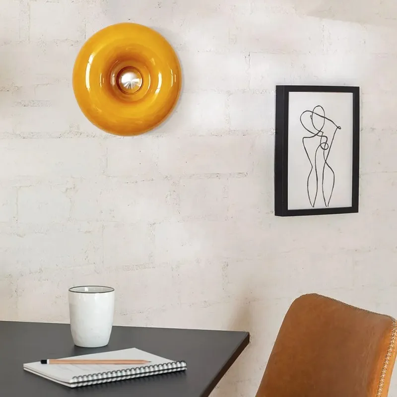 Bauhaus Inspired Round Table Lamp - Donut Glass Wall Light for Home Styling KL25