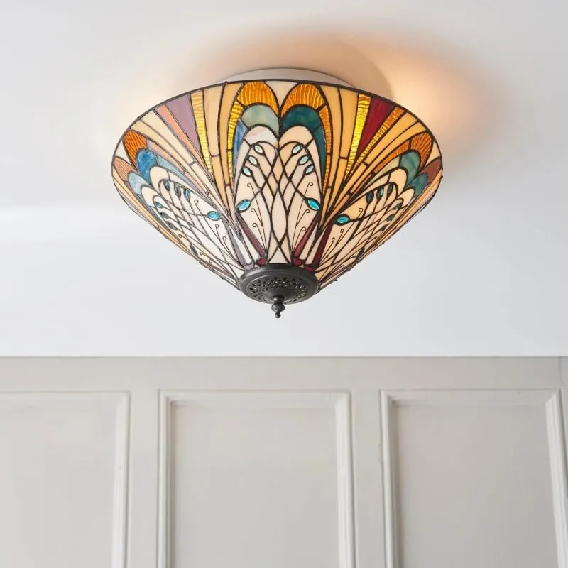 TF Hector Ceiling Light - Handcrafted Stained Glass Design Semi‑Flush or Pendant Fixture for Home KL1974