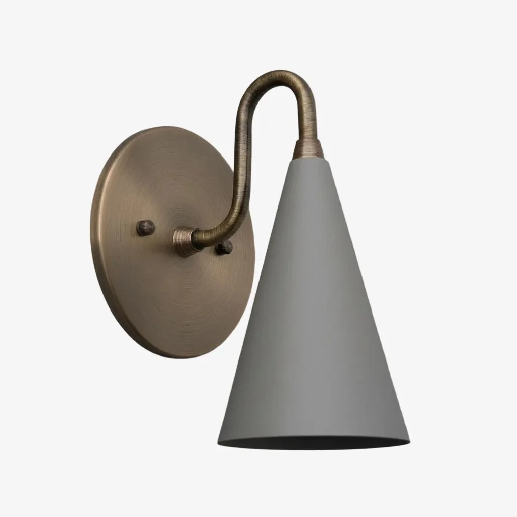 Curva Metal Cone Shade Sconce - Vintage Brass Wall Light for Entryway or Stairwell KL1720