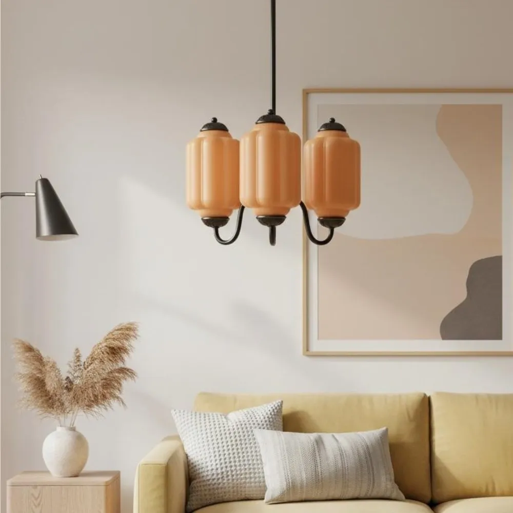 Vintage Eloise Glass 3 Lights Chandelier For Living Room KL928