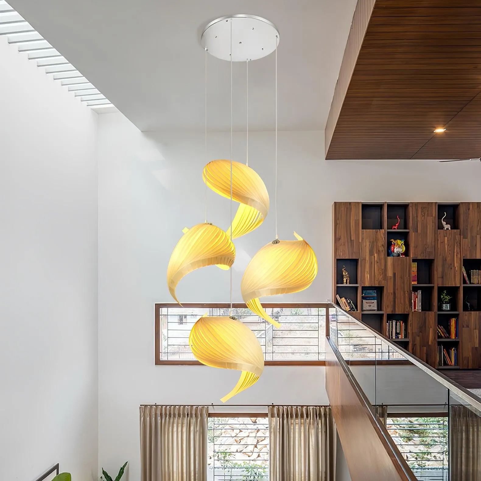 Nautilus Wing Wood Veneer Pendant Light