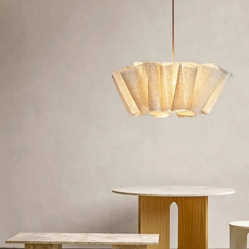 Pleated Linen Fabric Pendant Light – Nordic Layered Fabric Shade Lighting KL1212