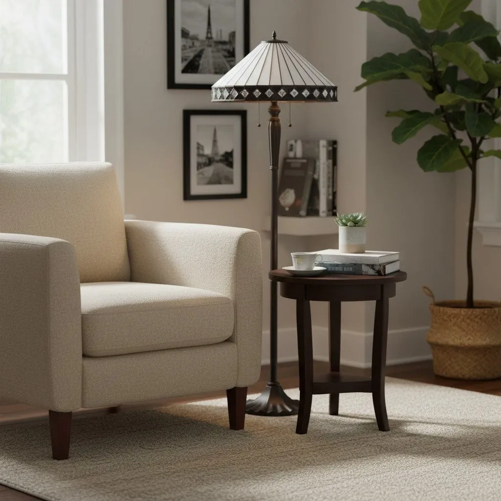 TiffStar Art Glass Floor Lamp with Ornamental Pattern Shade - Standing Light for Living Rooms KL1895