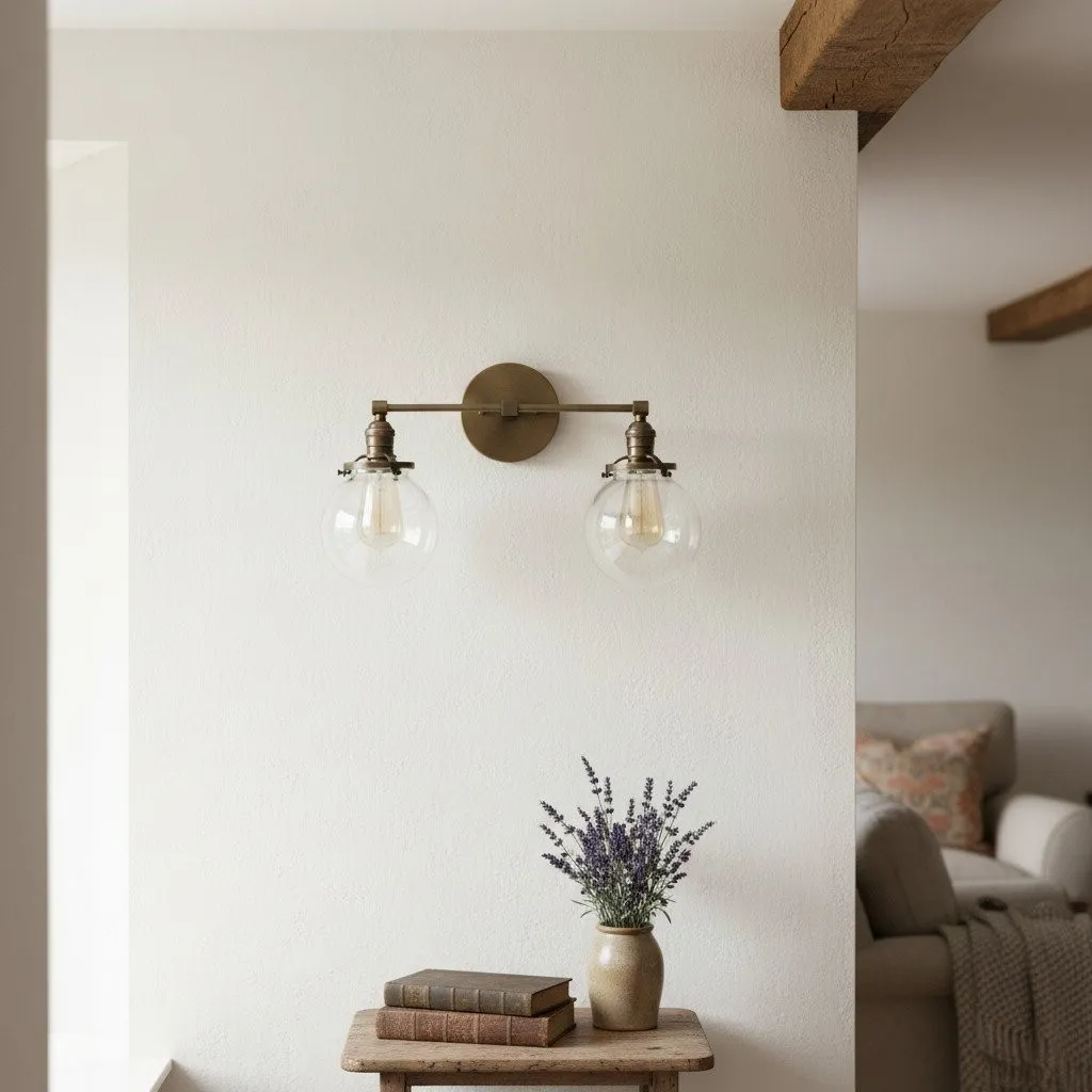 Lumio Globe Glass Globe Vanity Light - Modern Two Light Bathroom Sconce KL1404