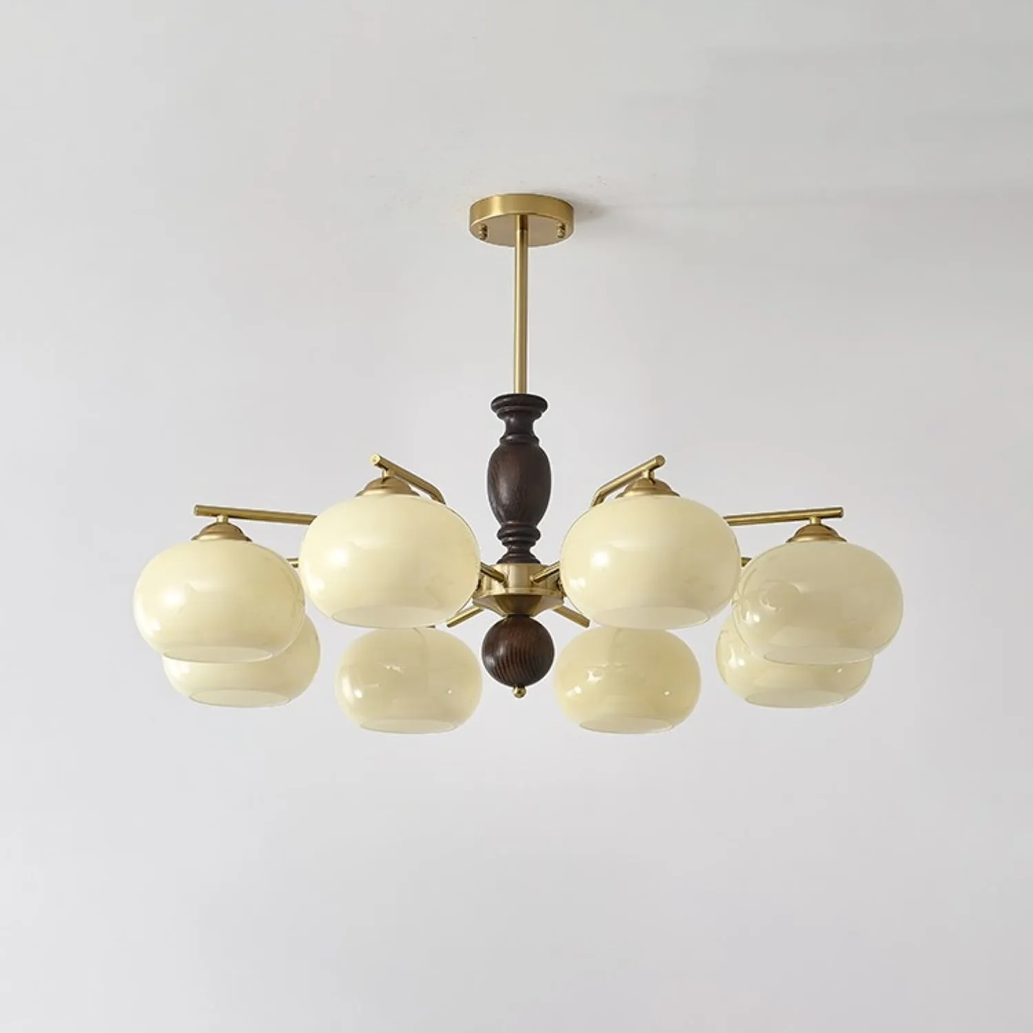 Medieval Style Walnut Beige Orb Chandelier KL750