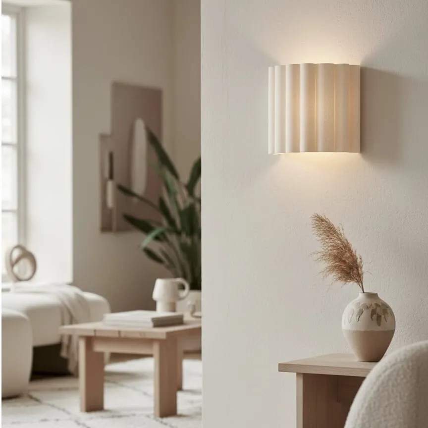 Velura Linen Fold Wall Sconce - Fabric Soft Pleated Design Ambient Lighting for Bedroom or Hallway KL1745