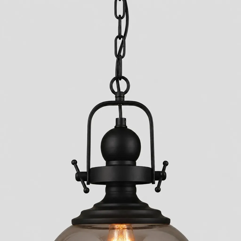 Ivoran Industrial Metal Smoky Glass Pendant Lamp - Suitable for Kitchen Island A53