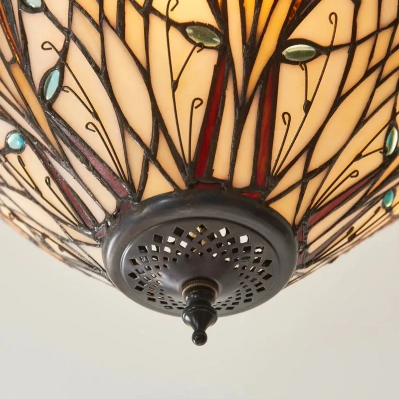 TF Hector Ceiling Light - Handcrafted Stained Glass Design Semi‑Flush or Pendant Fixture for Home KL1974