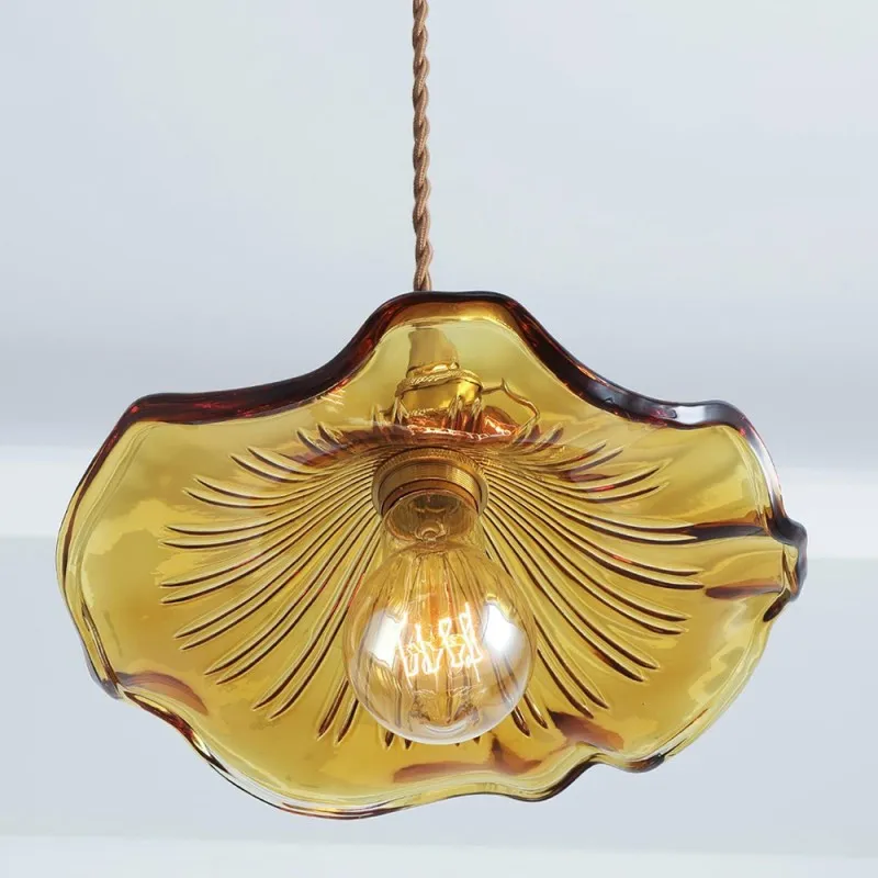 Retro Hibiscus Flower Glass Pendant Light KL113