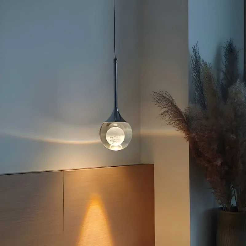 Moon Clear Glass Ball Pendant Light KL773