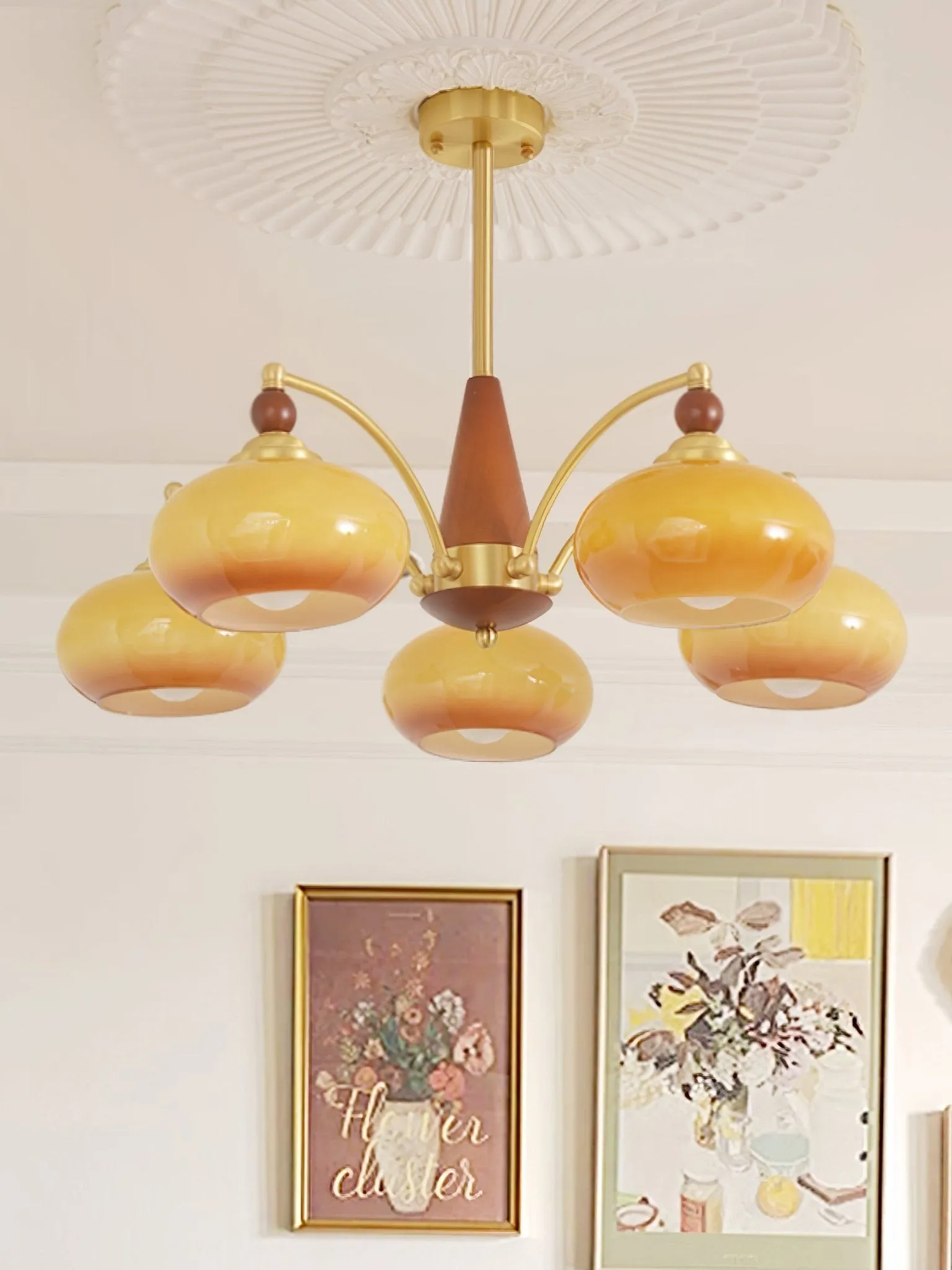 Vintage Multihead Persimmon Chandelier KL609