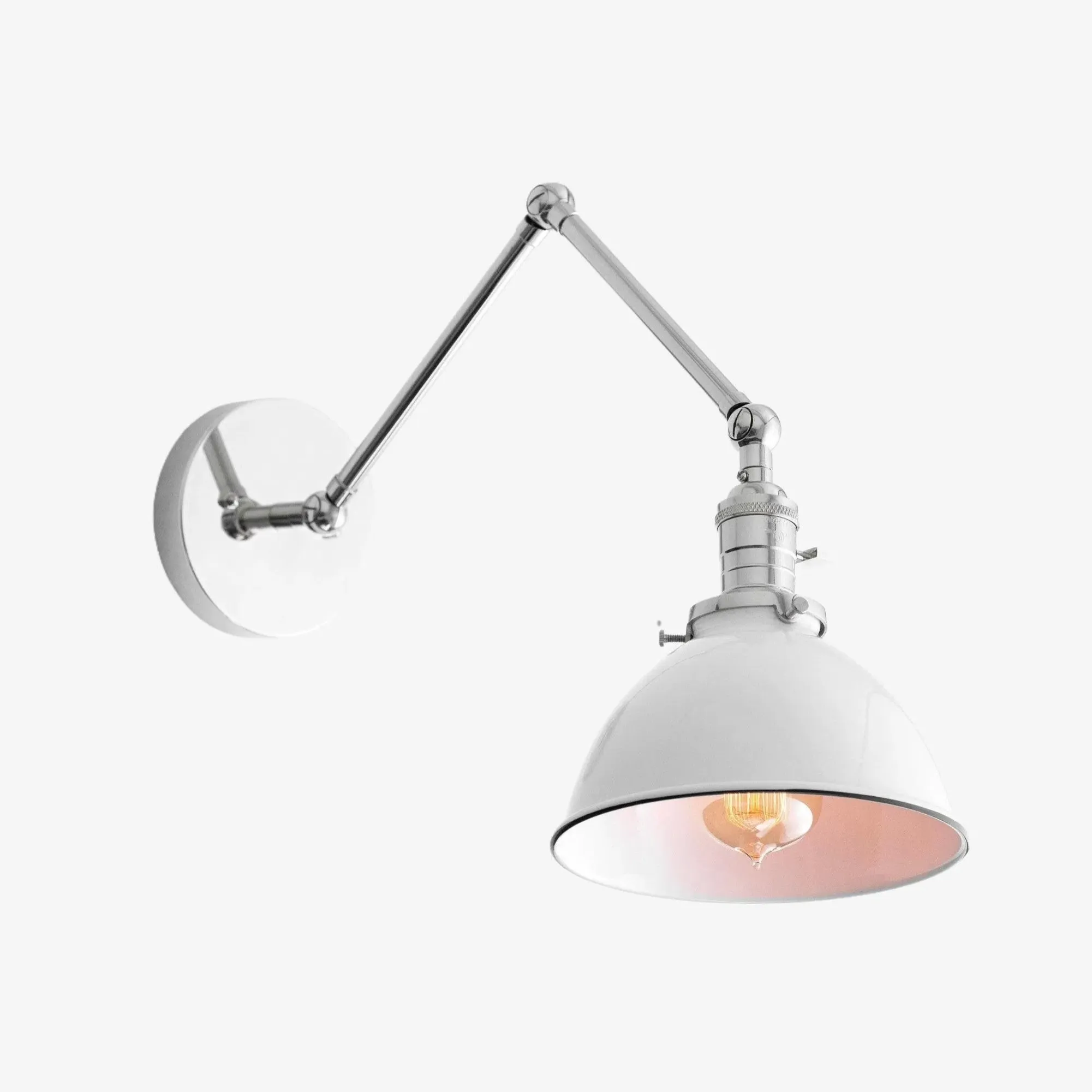 Conique Metal Vintage Industrial Swing Arm Wall Lamp - Adjustable Dome Shade for Study KL1440