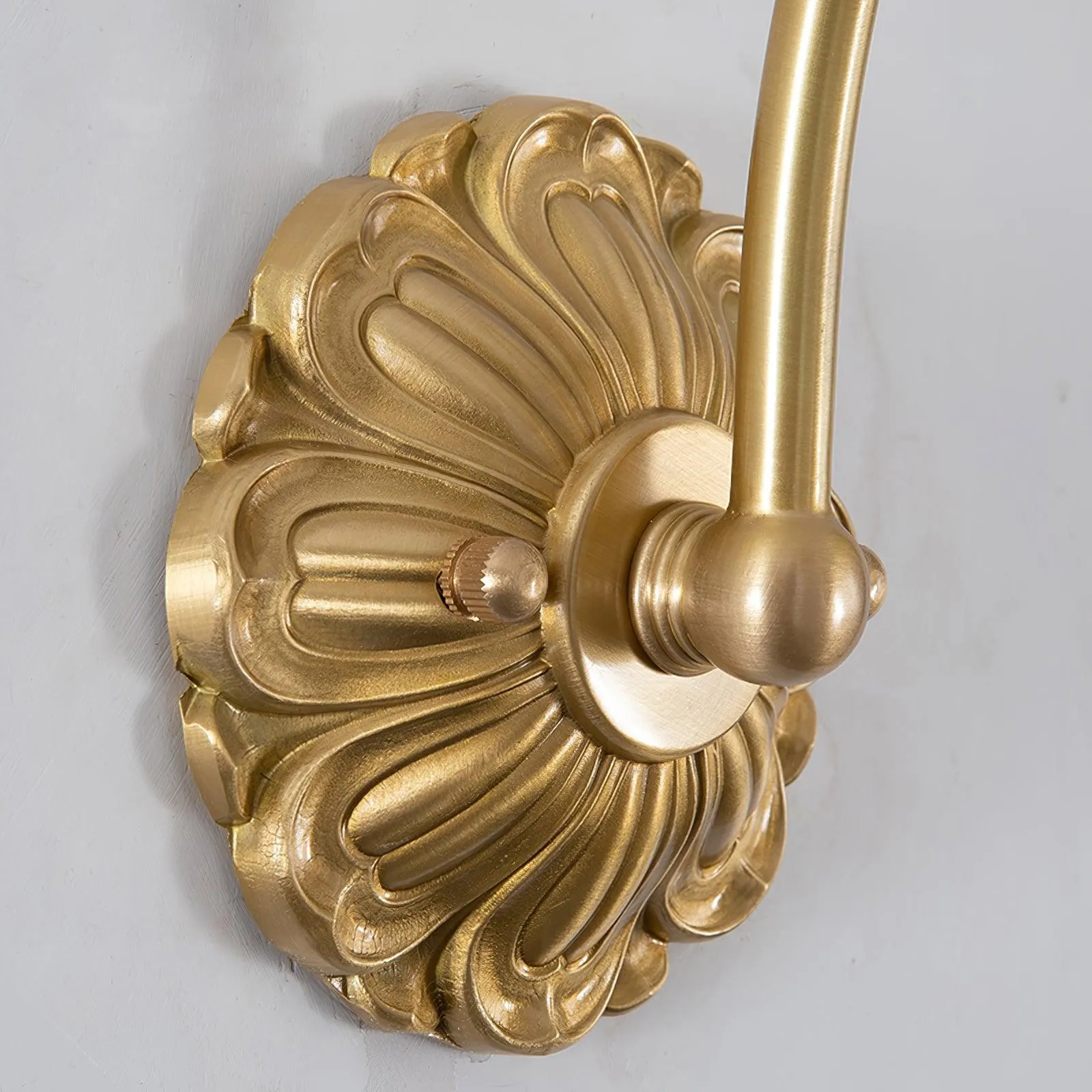 Nordic Modern Retro Elegant Flower Brass Glass Wall Lamp KL263