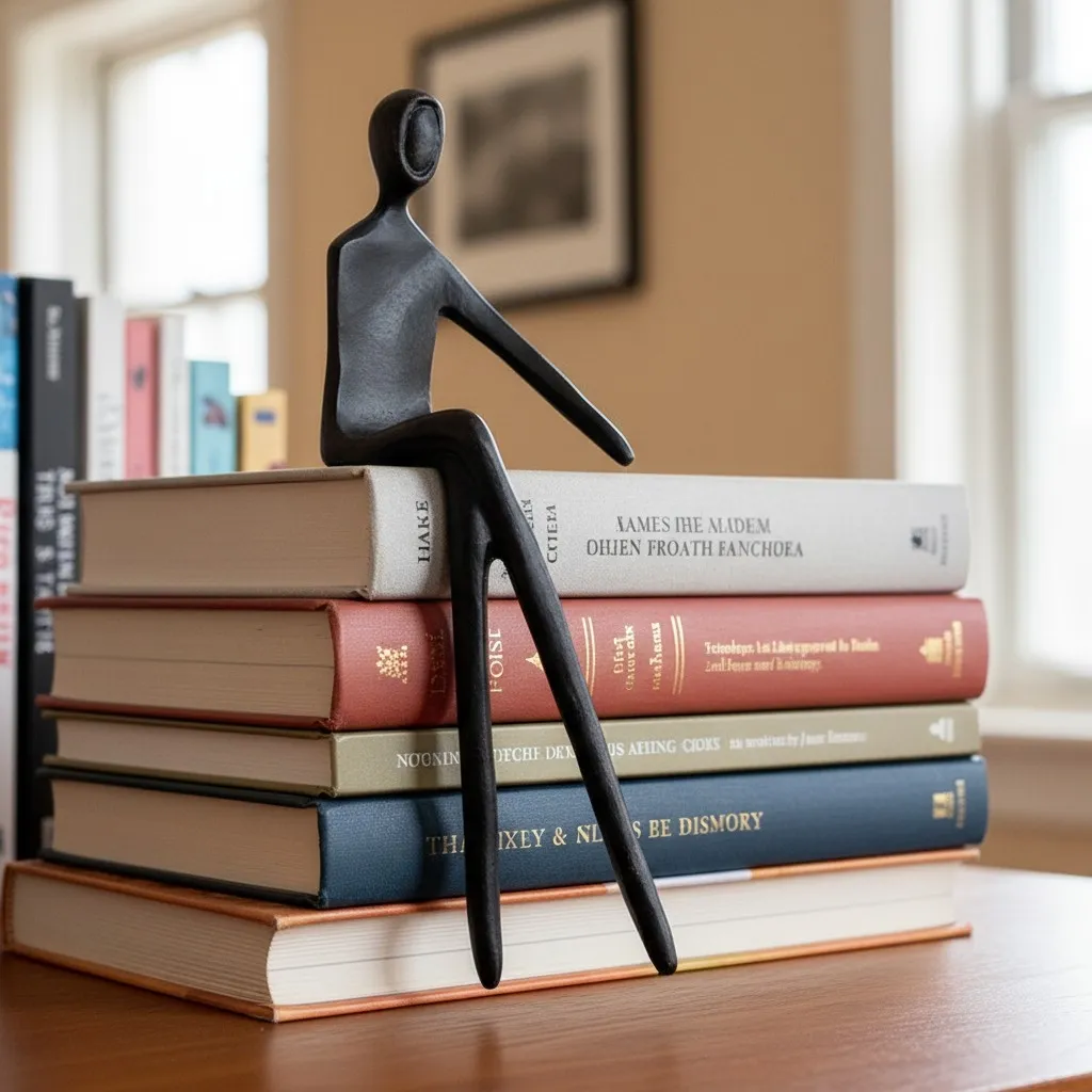 Floxo Abstract Human Figurine And Lazy Dog Sculpture - Nordic Minimalist Metal Decor Shelf And Desk Styling KL2346