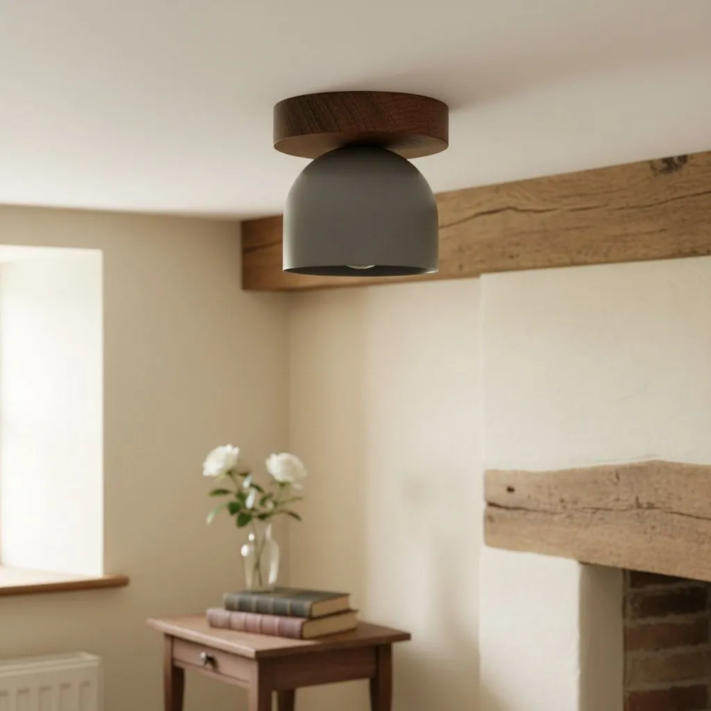 Metio Dome Modern Rustic Ceiling Light - Wooden and Metal Fusion KL1501