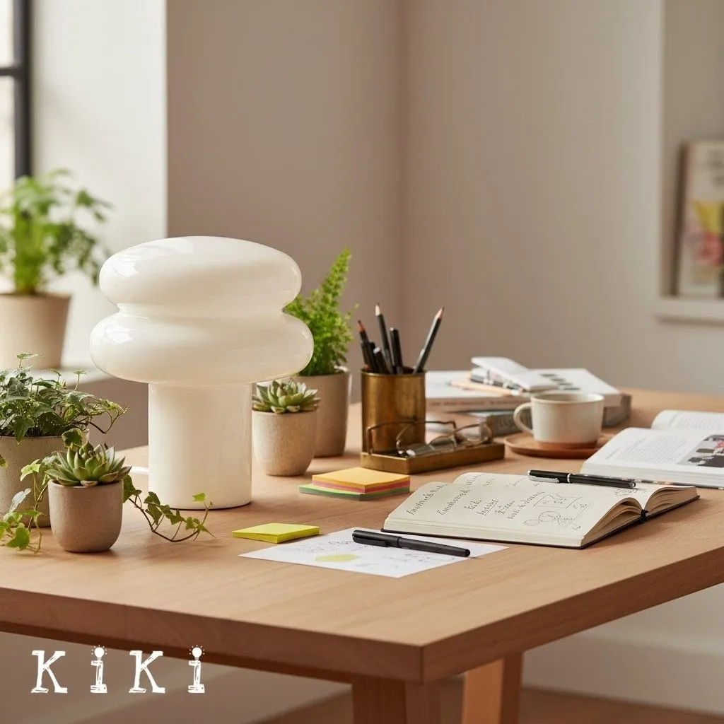 Orra Mushroom Glass Table Lamp - Gentle Colorful Table Light for Relaxing Ambience KL1563