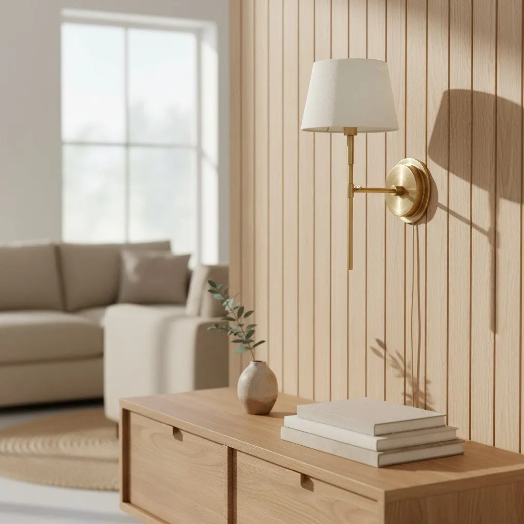 Cremaris Metal Wall Light with Fabric Shade - Timeless Sconce for Interior Lighting KL1973