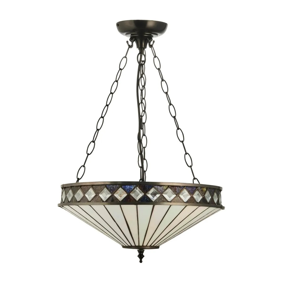 TF Fargo Stained Glass Pendant Light - Tiffany Style Inverted Pendant Lamp for Kitchen KL1934