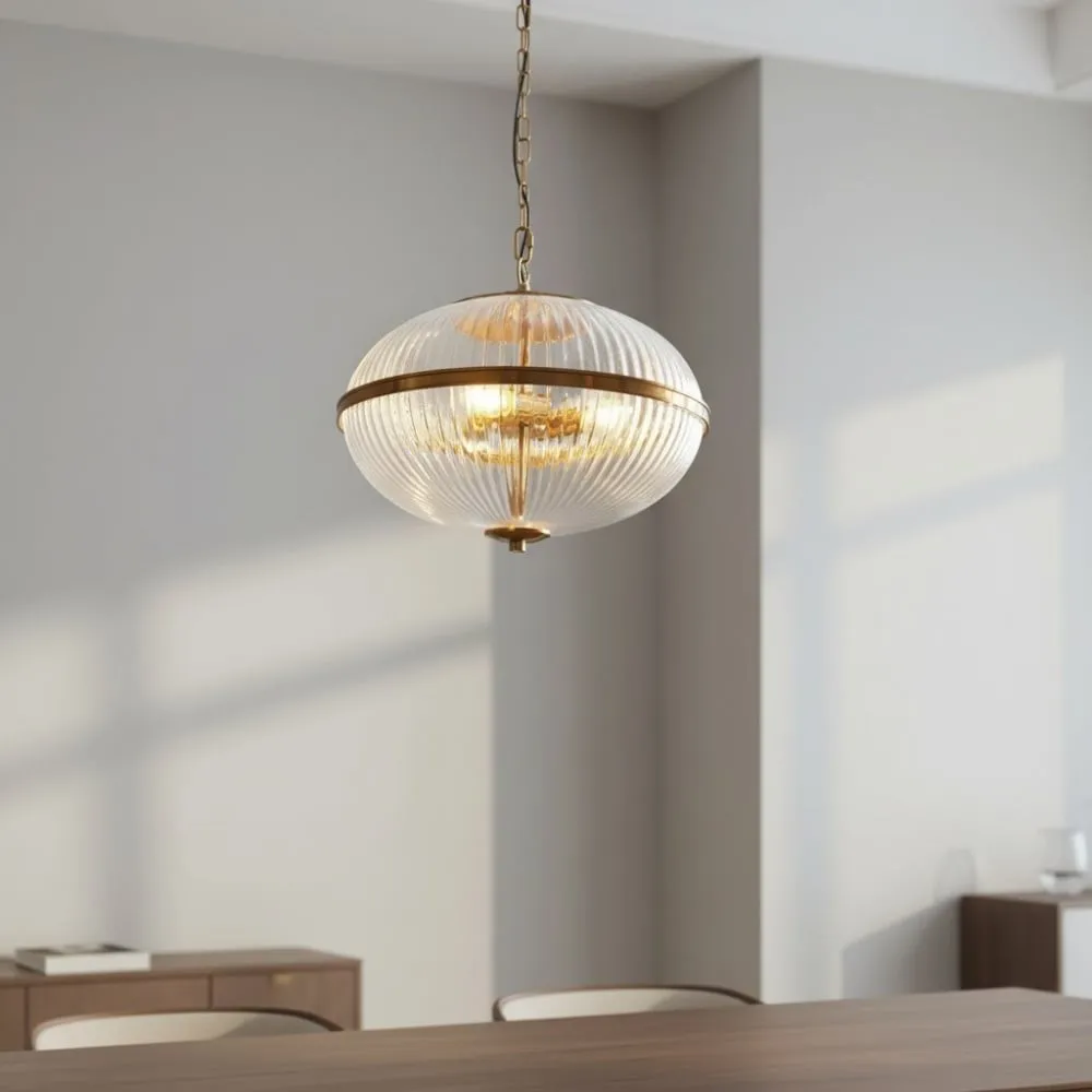 Luntra Contemporary Multi-Light Pendant with Textured Glass for Bedrooms and Hallways KL1904