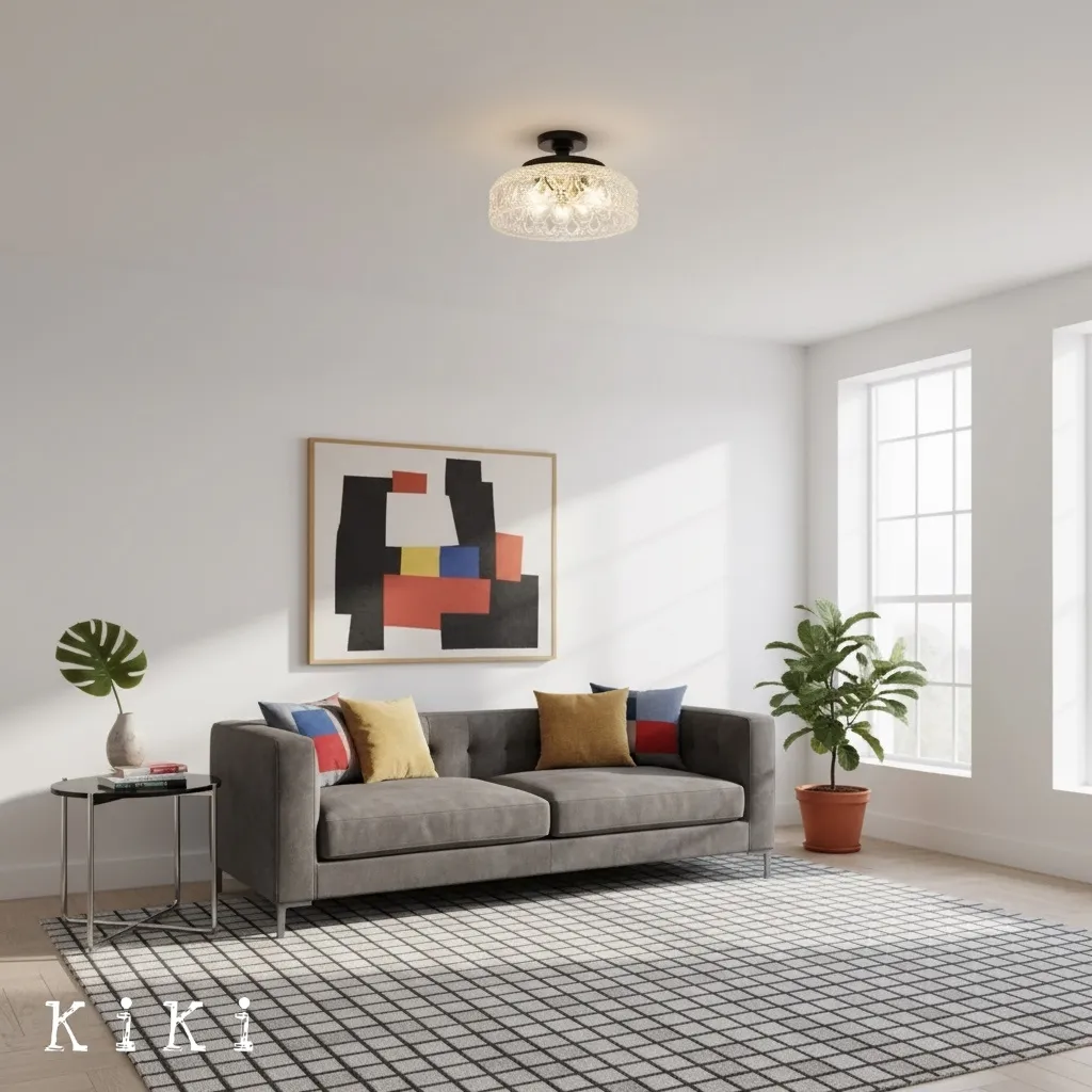 Zenarivo Vintage Floral Glass Ceiling Light -  Rustic Glass Lighting for Living Room KL2234