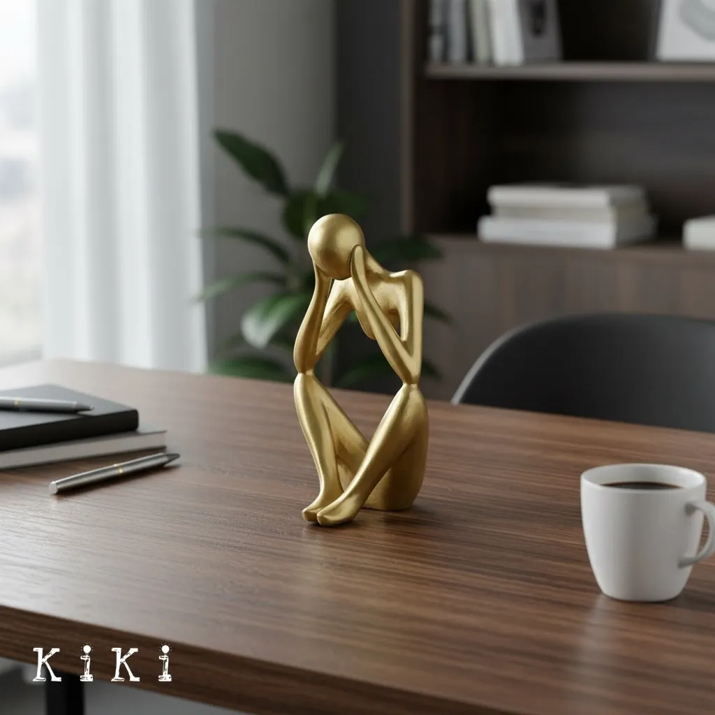 Floxo Abstract Human Figurine And Lazy Dog Sculpture - Nordic Minimalist Metal Decor Shelf And Desk Styling KL2346