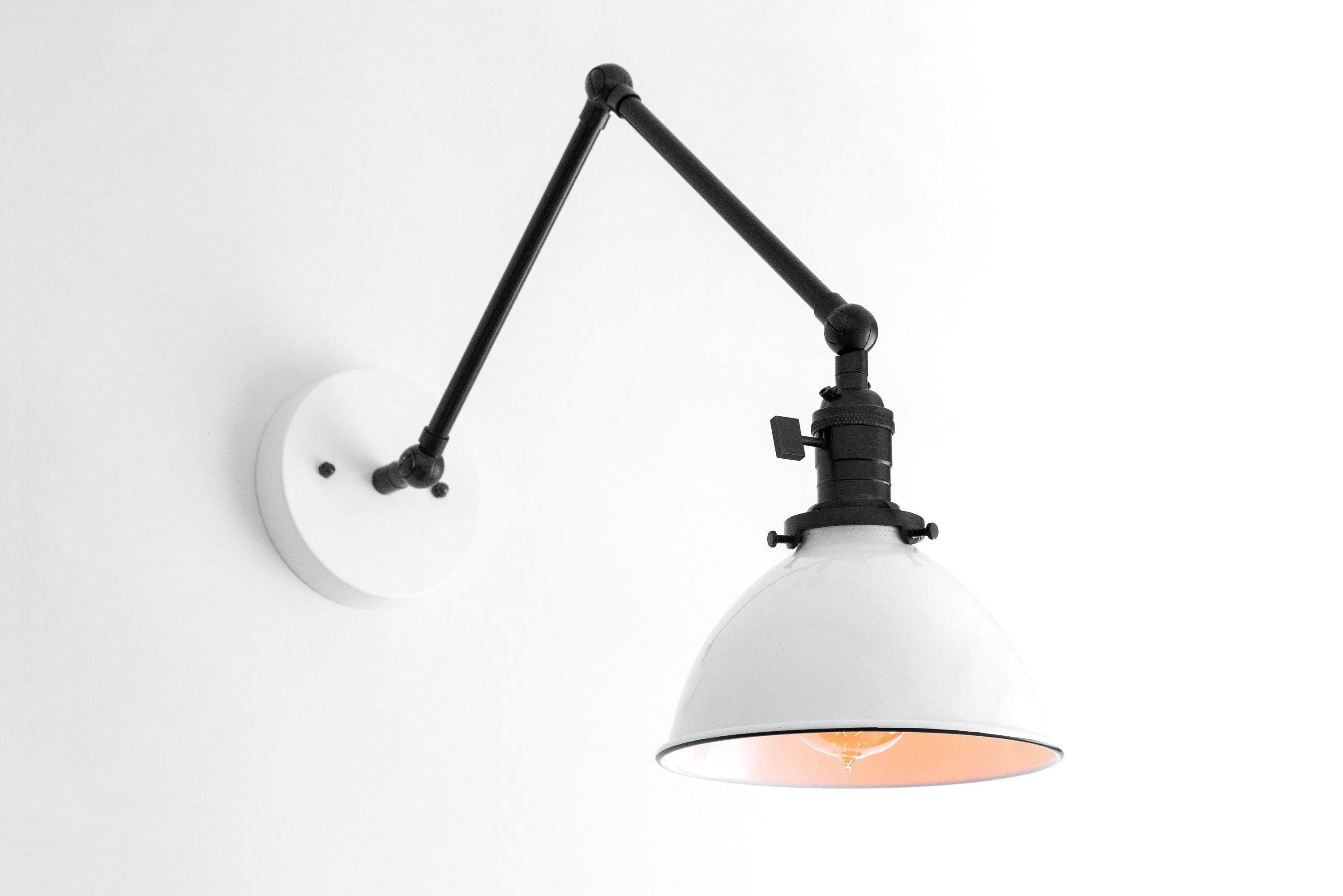 Conique Metal Vintage Industrial Swing Arm Wall Lamp - Adjustable Dome Shade for Study KL1440