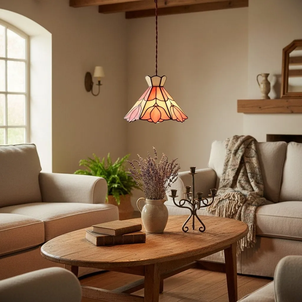 Sevra Decorative Glass Metal Pendant Light - Floral Pendant Lamp for Kitchen Island and Entryway KL2125
