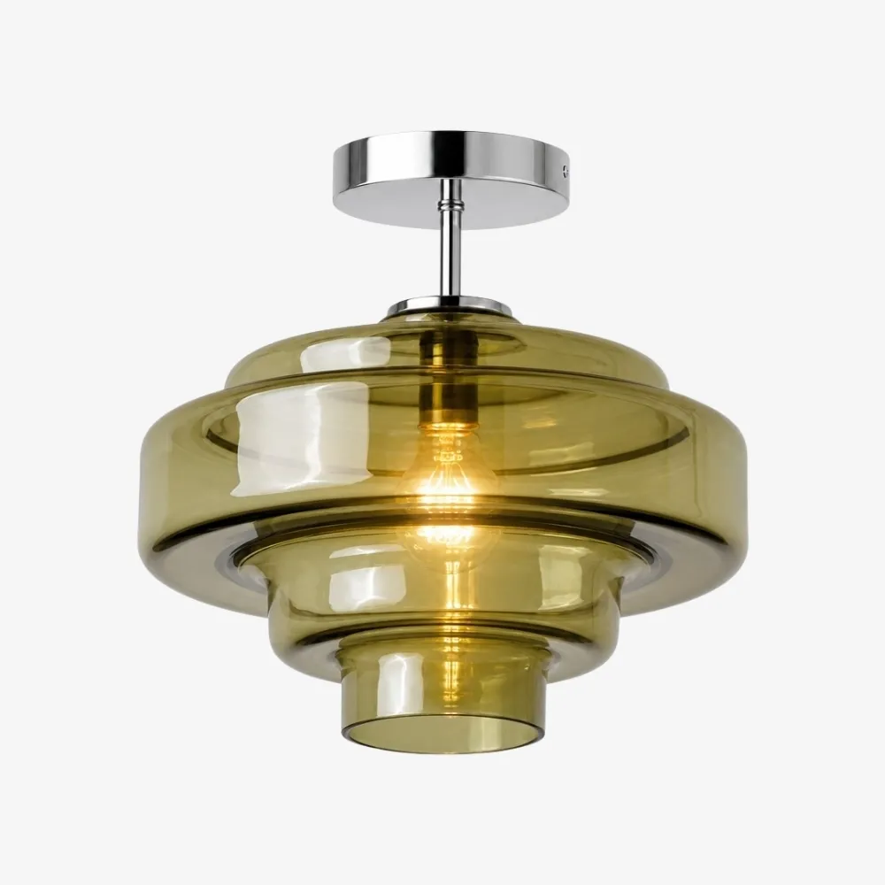 Koloro Glass Ceiling Light - Layered Rounded Design Lampshade for Hallway or Cloakroom A59