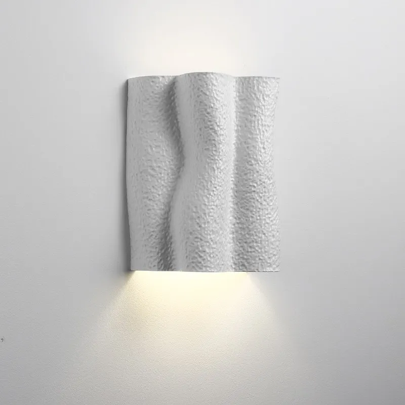 French Folded Resin Ribbed Wall Sconce For Hallway KL161