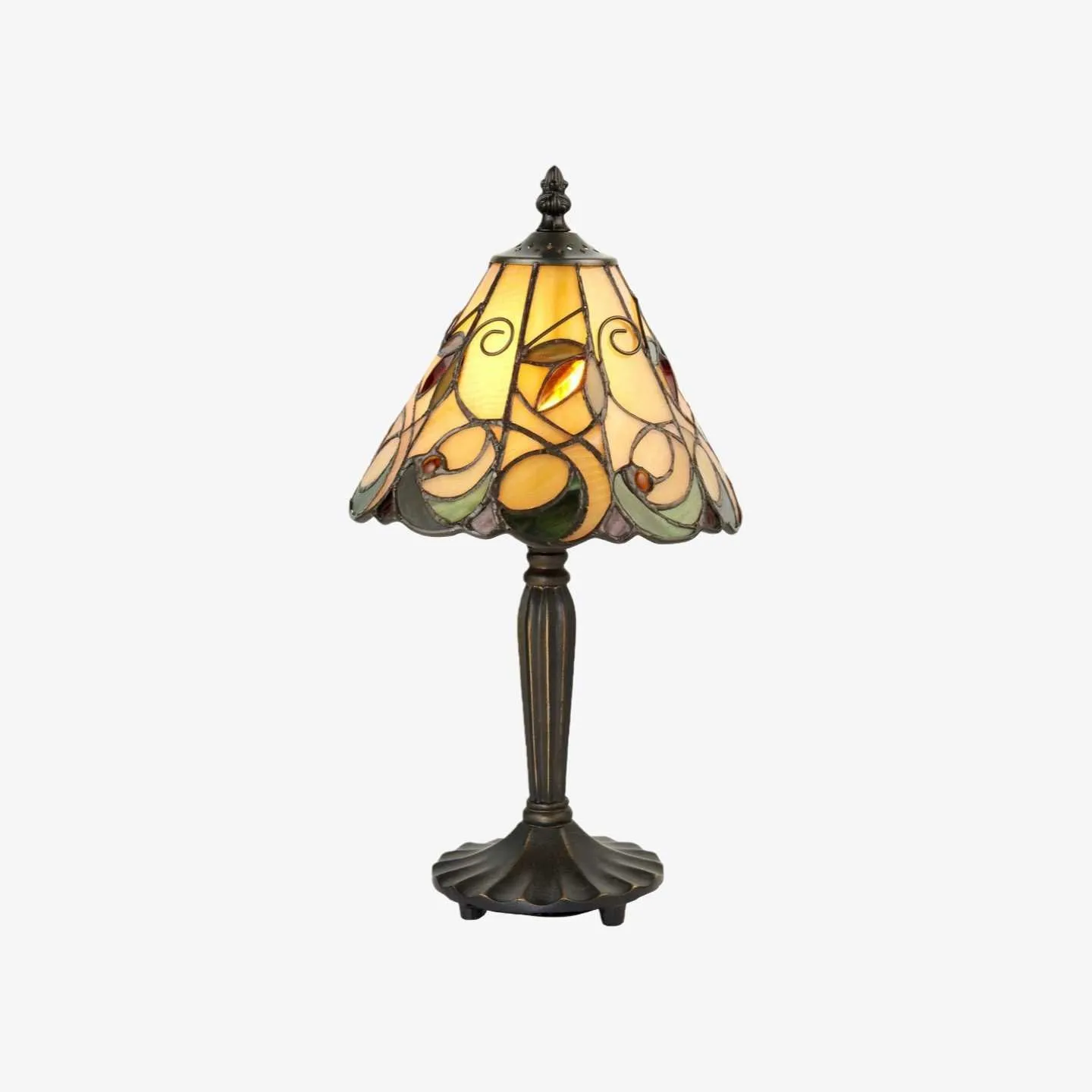 TF Jamelia Classic Stained Glass Table Light Lamp - Handcrafted Glass Light for Bedroom KL1806