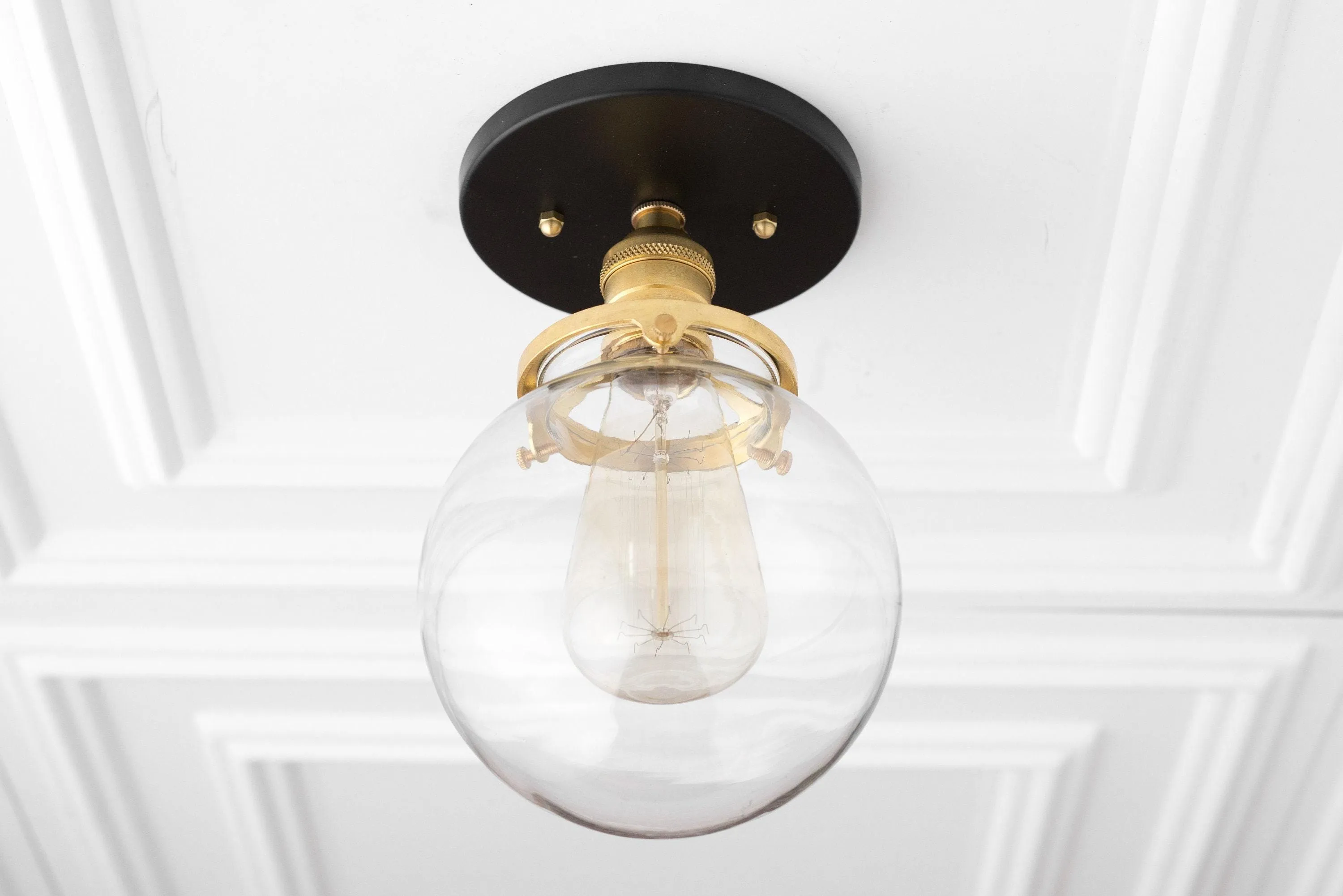 Glorica Glass Retro Globe Ceiling Light - Vintage Industrial Home Lighting KL1488