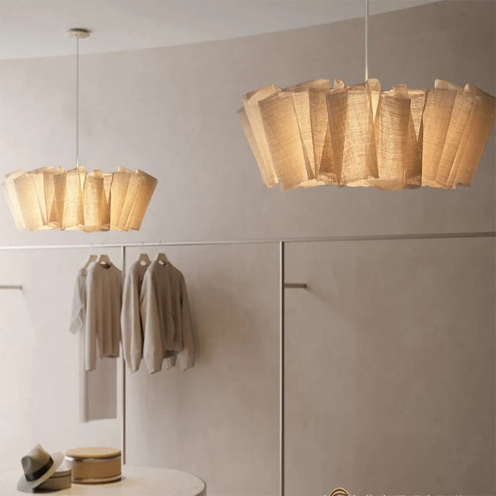 Pleated Linen Fabric Pendant Light – Nordic Layered Fabric Shade Lighting KL1212
