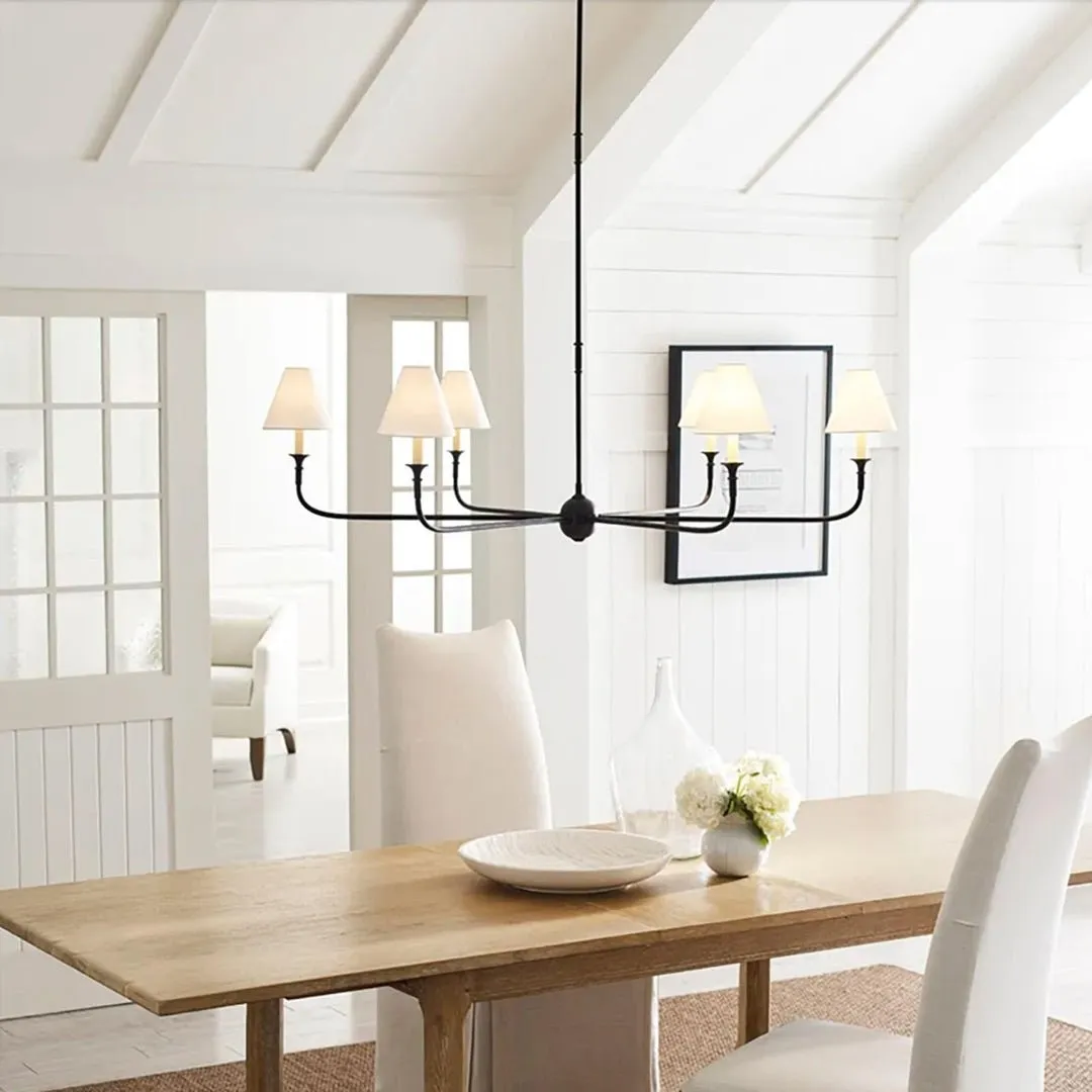 Modern Industrial Metal Chandelier – Luxury Linen Shade Design for Dining or Living Room KL1218