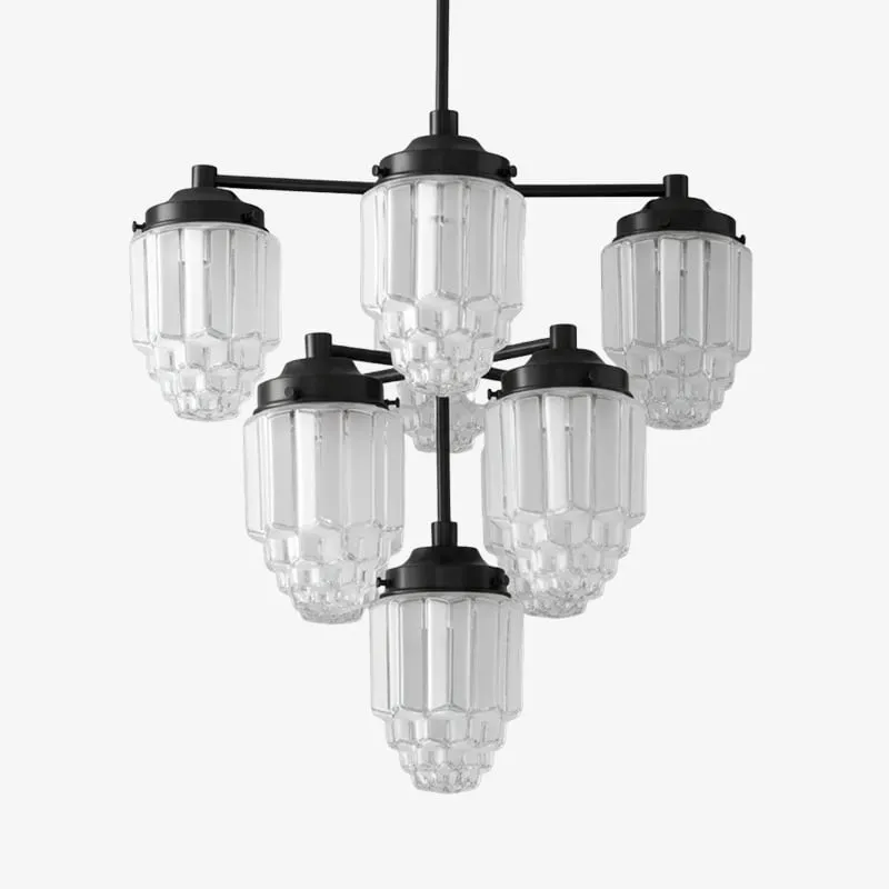 Tierlux Glass Textured Brass Chandelier – Timeless Lighting with Style KL1479