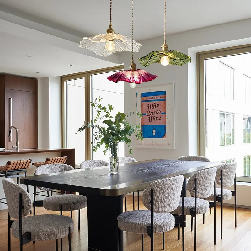 Retro Lotus Creative Glass Pendant Lamp