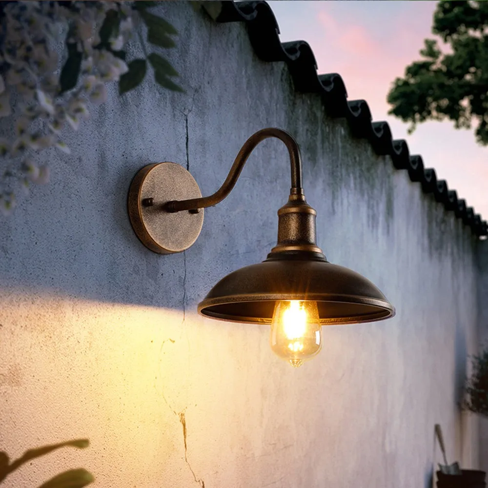 Retro Industrial Bowl Shaped Outdoor Waterproof Wall Light KL810