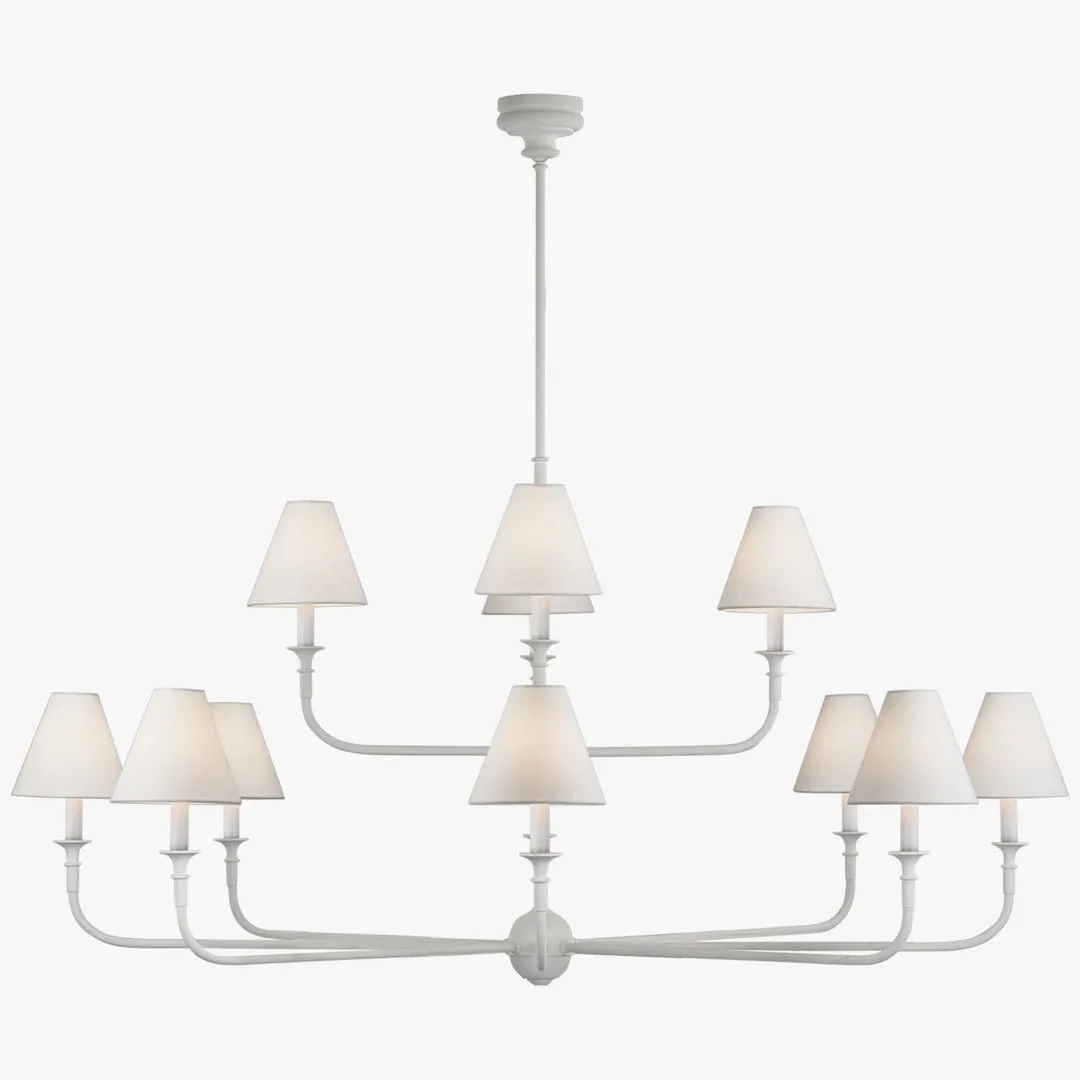 Modern Industrial Metal Chandelier – Luxury Linen Shade Design for Dining or Living Room KL1218