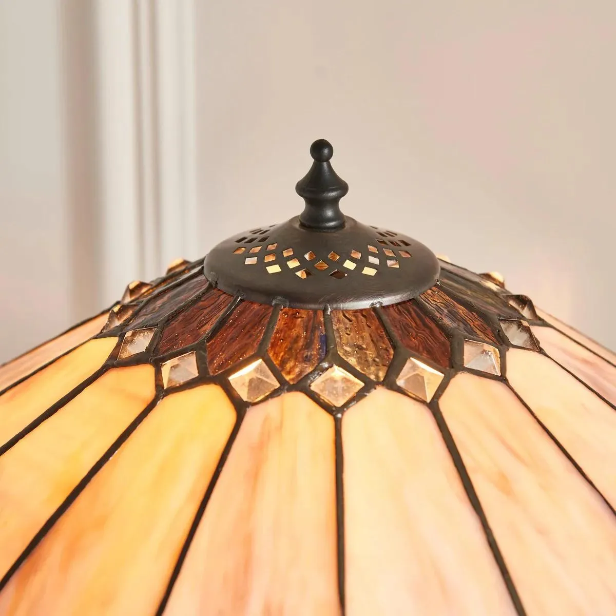 TF Brooklyn Tiffany Lamp Stained Glass Mosaic Table Lamp - Classic Art Deco Style for Living Room KL1977