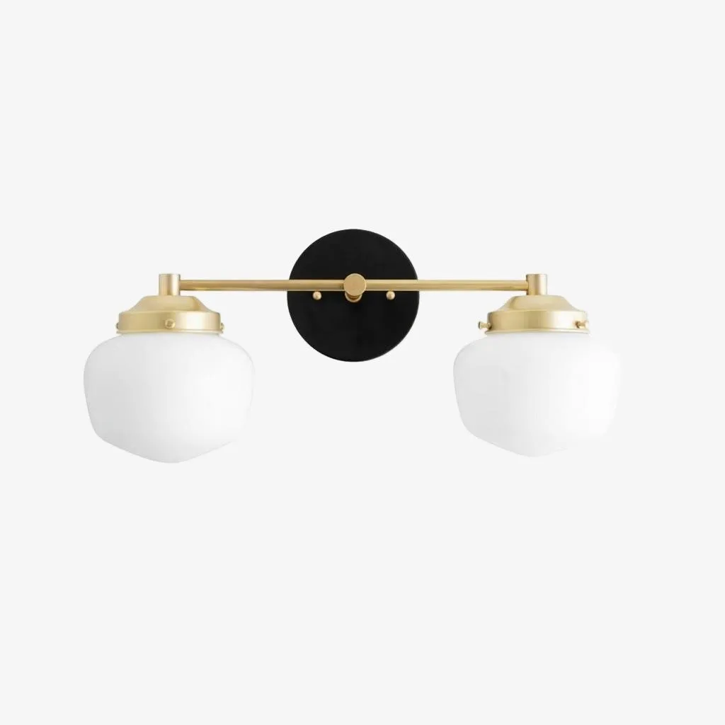 Opalume Glass Art Deco Vanity Light - Bathroom Wall Sconce with White Glass Shades KL1403