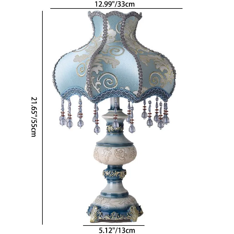 Carved Vase Base Floral Lampshade Table Lamp KL701