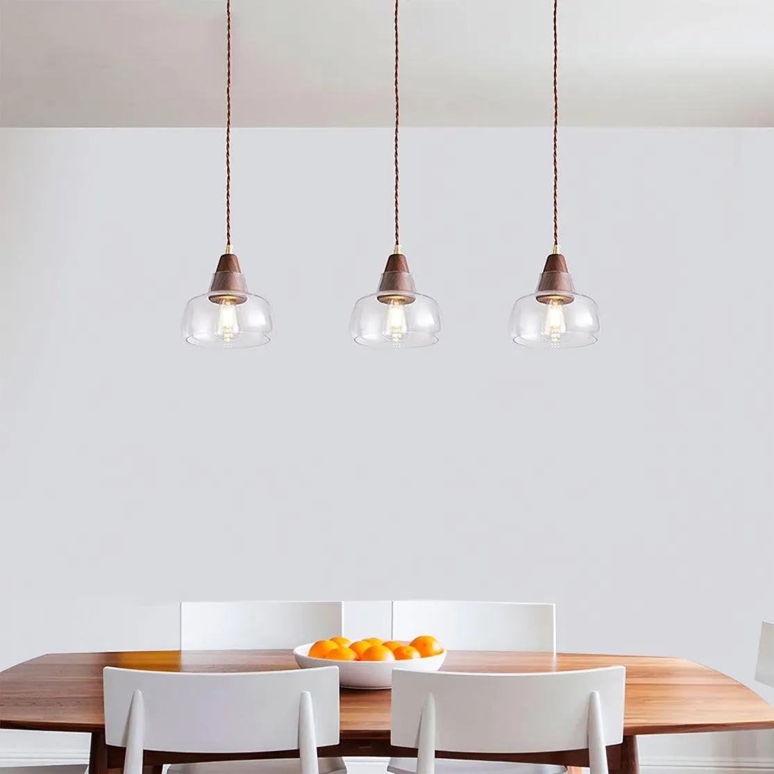 Walnut Glass Pendant Lamp KL751