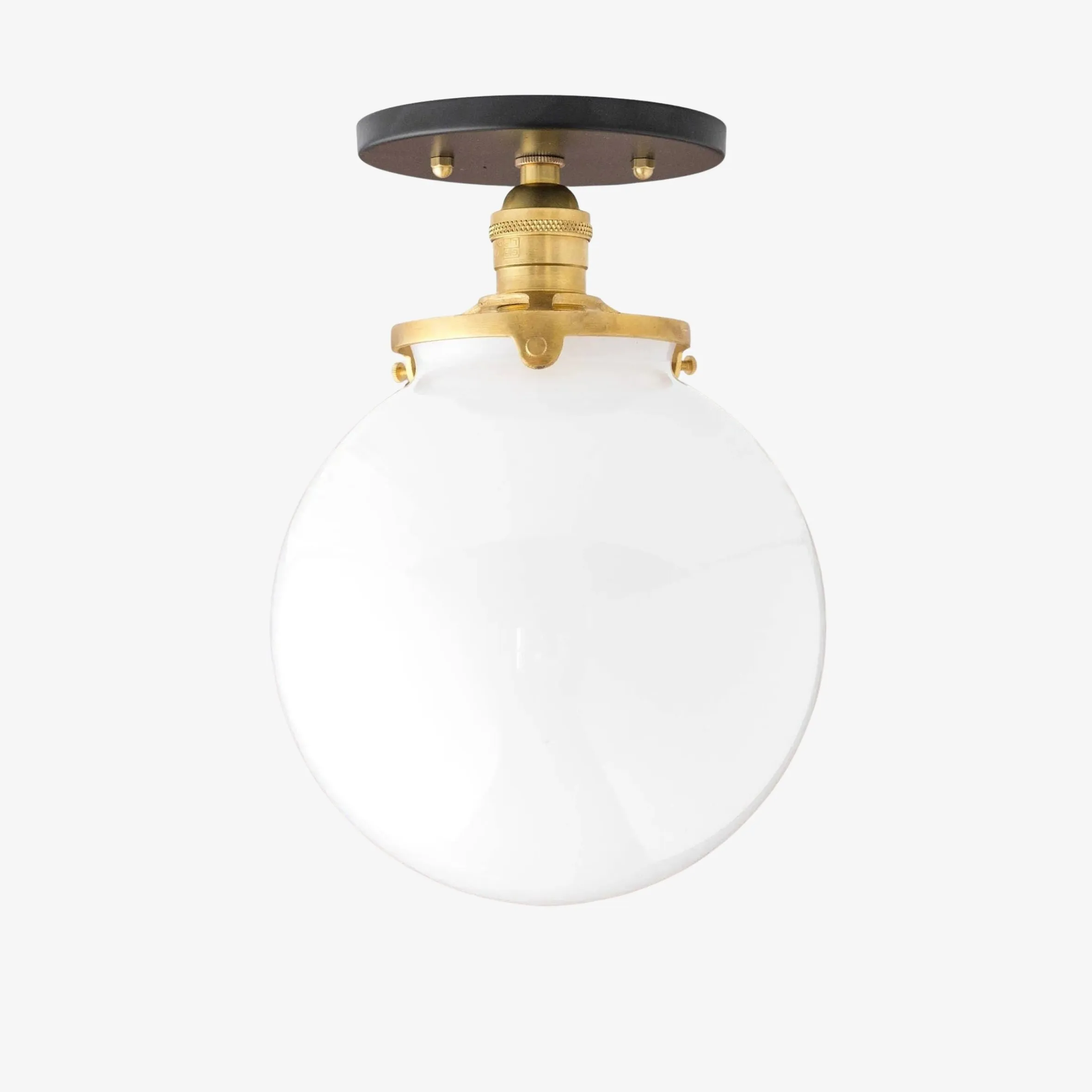 Glorica Glass Mid Century Semi Flush Ceiling Light - White Opal Glass Globe Fixture KL1532