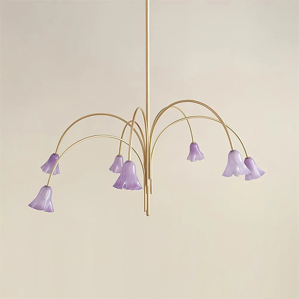 Bellina Modern Romantic Chandelier - Botanical Lily Design with Glass Flowers KL1449