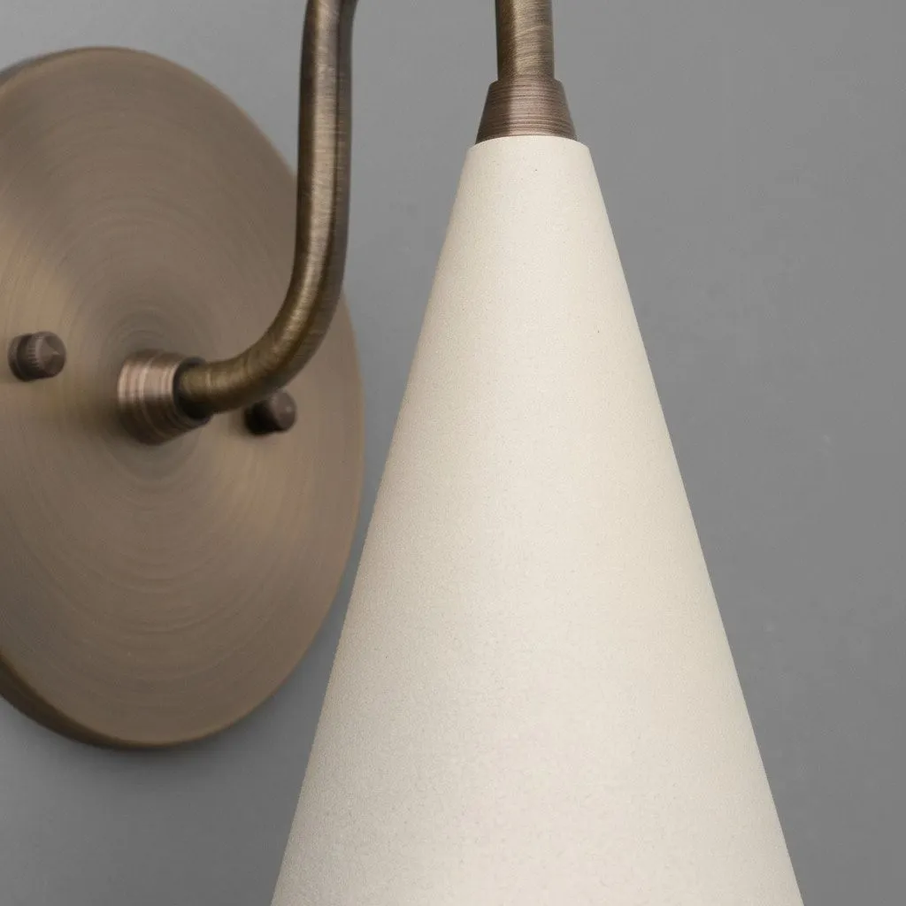 Curva Metal Cone Shade Sconce - Vintage Brass Wall Light for Entryway or Stairwell KL1720