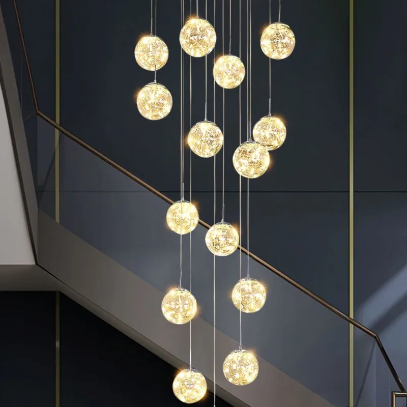 10 Glass Ball Staircase Chandelier