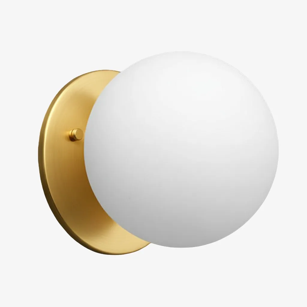 Glorica Glass Brass Wall Sconce - Frosted Globe Classic Light For Warm Ambiance KL1509