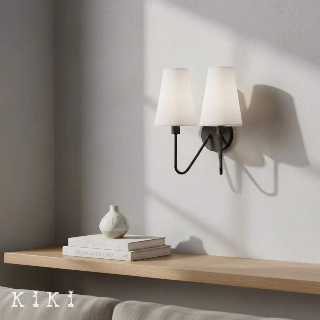 Arcuma Vintage Fabric Shade Wall Lamp for Bedroom and Living Room KL2061