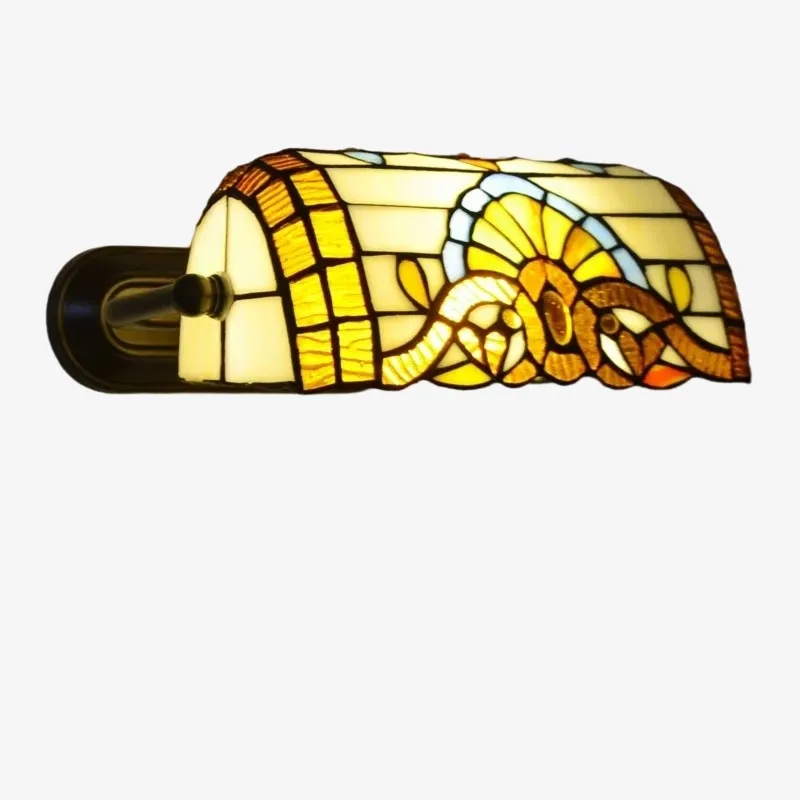 TF Tivanny Floral Stained Glass Wall Light - Tiffany Inspired Wall Sconce for Bedroom A24