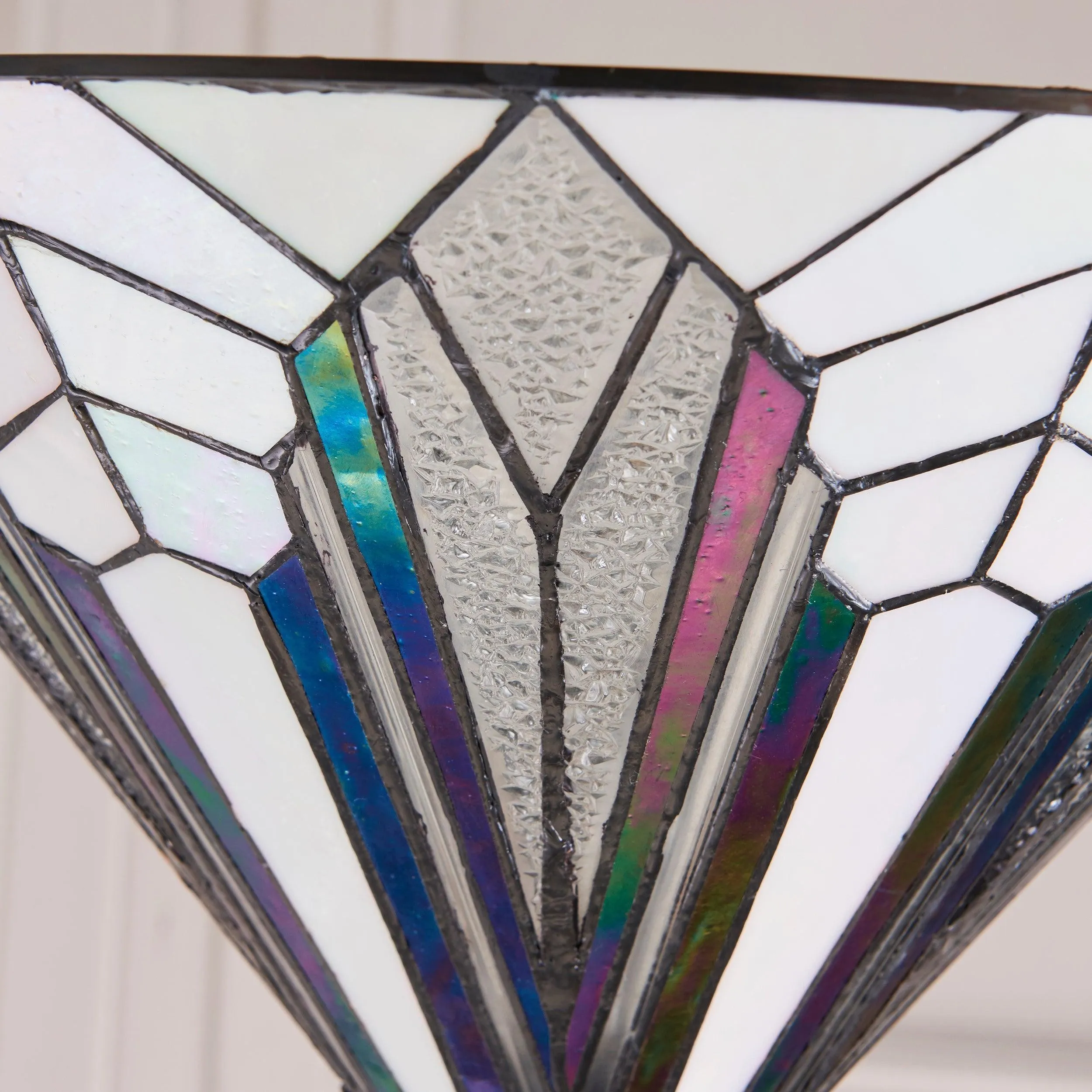 TF Astoria Tiffany Style Uplighter Lamp - Textured Glass Shade for Home and Office Ambience KL2009